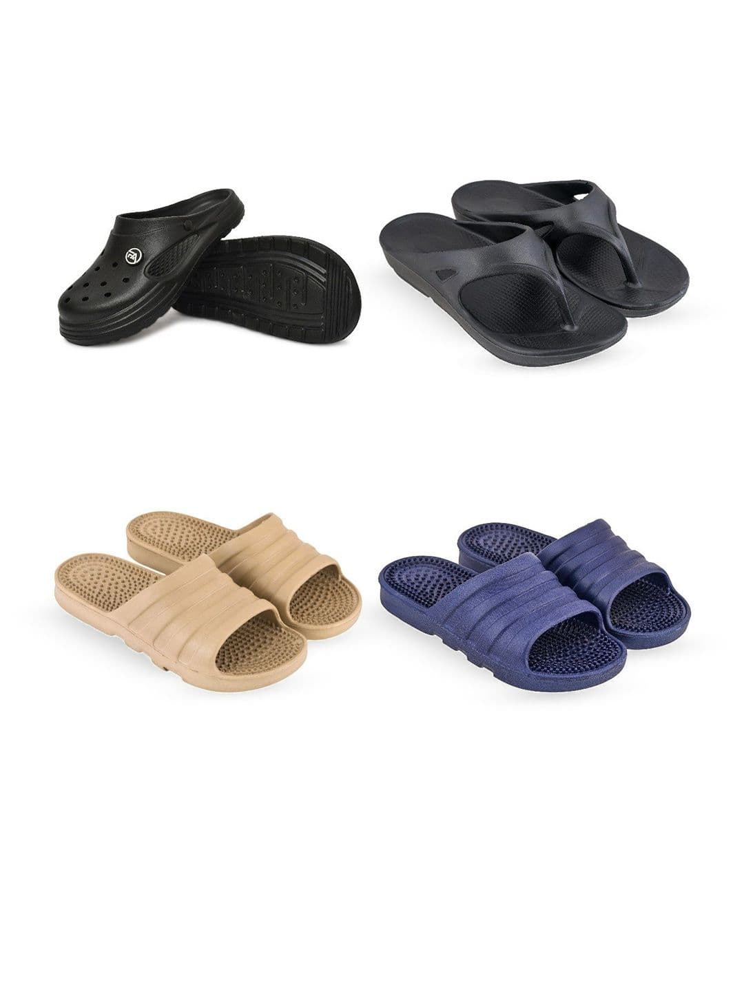 Feel alive Men Set of 4 Pair Self Design Lightweight Clogs - view 1