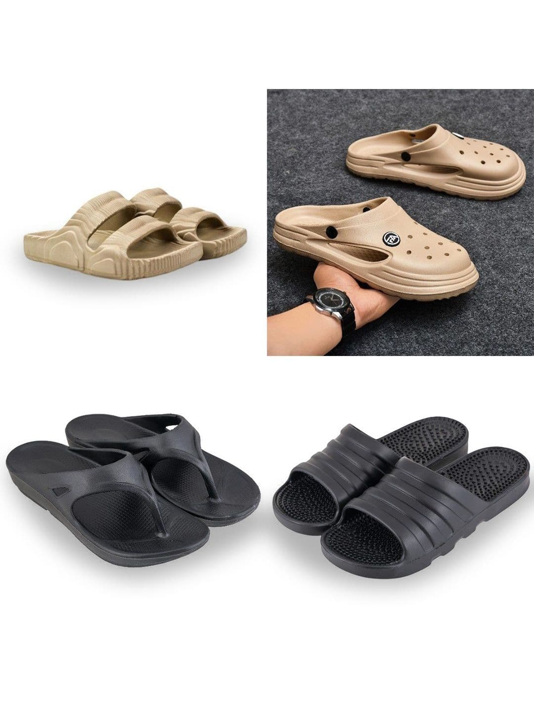 Feel alive Set of 4 Men Solid Ultra Comfortable Lightweight Thong Flip Flop - view 1