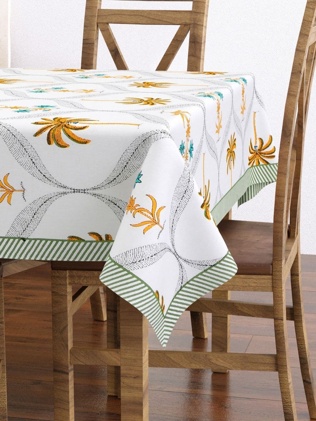 BLOCKS OF INDIA White Ethnic Motifs Cotton 6-Seater Table Cover - view 1