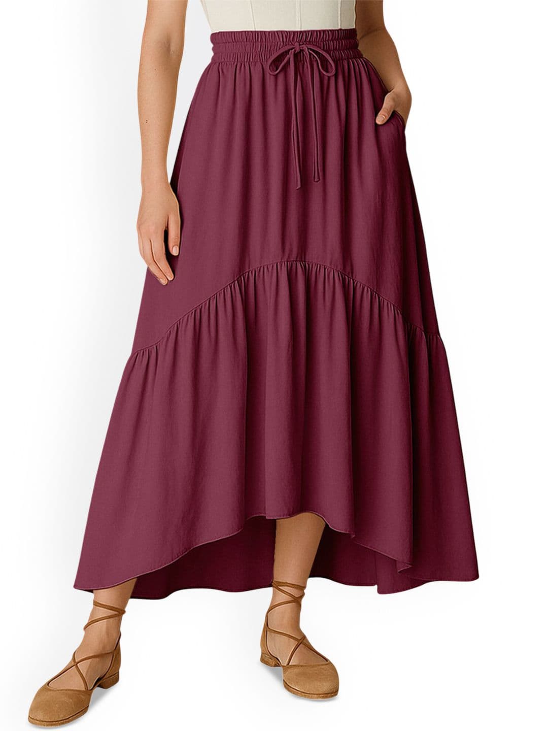 Moomaya Women Tiered Maxi Skirt With Pockets - view 1