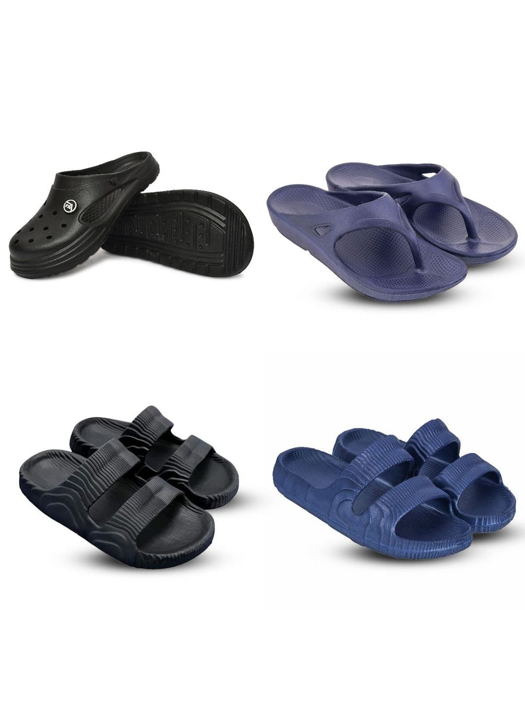 Feel alive Men Set of 4 Textured Clogs Flip Flops - view 1