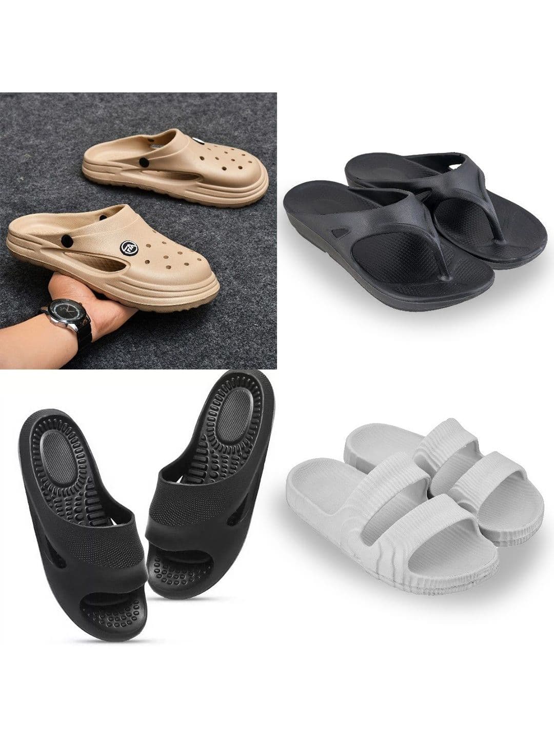 Feel alive Men Set Of 4 Self Design Ultra-Comfortable Lightweight Clogs - view 1