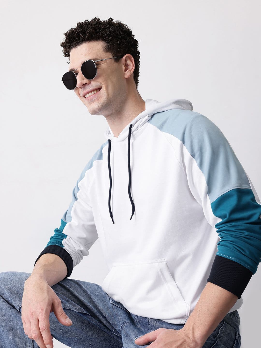 Mast & Harbour Contrast Panel Hooded Sweatshirt - view 1