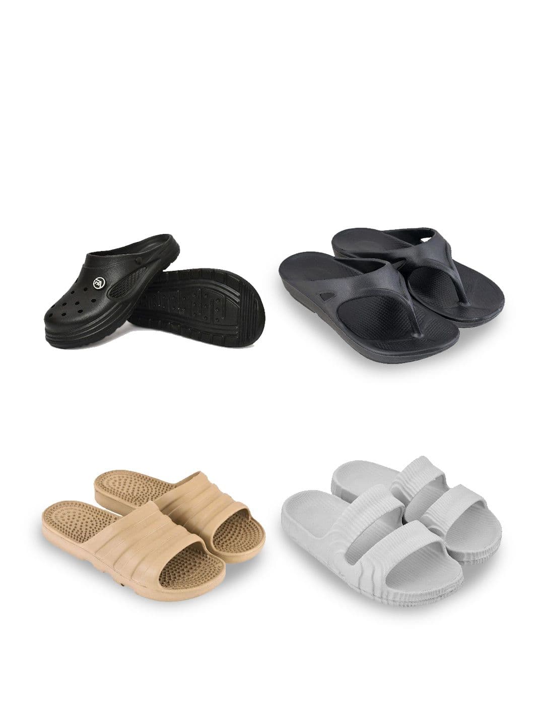 Feel alive Men Set Of 4 Self Design Ultra-Comfortable Lightweight Clogs - view 1