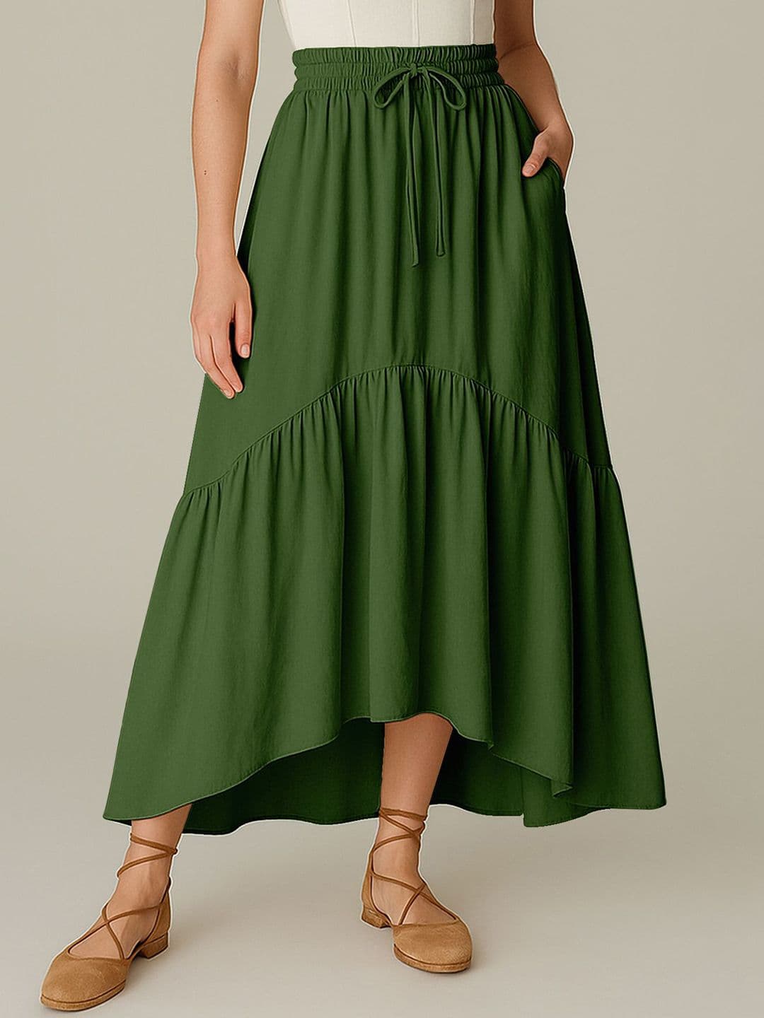 Moomaya Women Tiered Maxi Skirt With Pockets - view 1