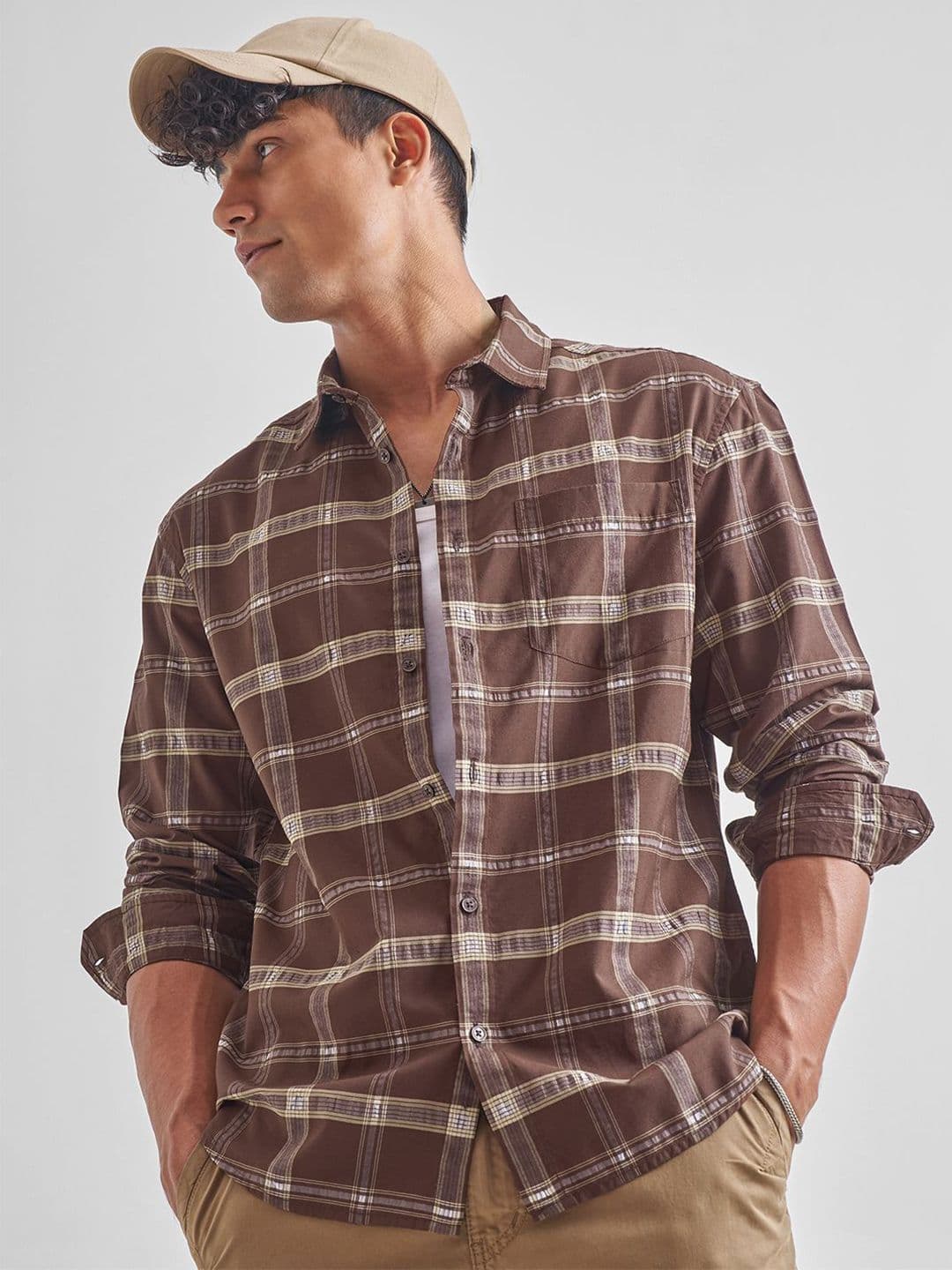 HIGHLANDER Checked Spread Collar Casual Shirt - view 1