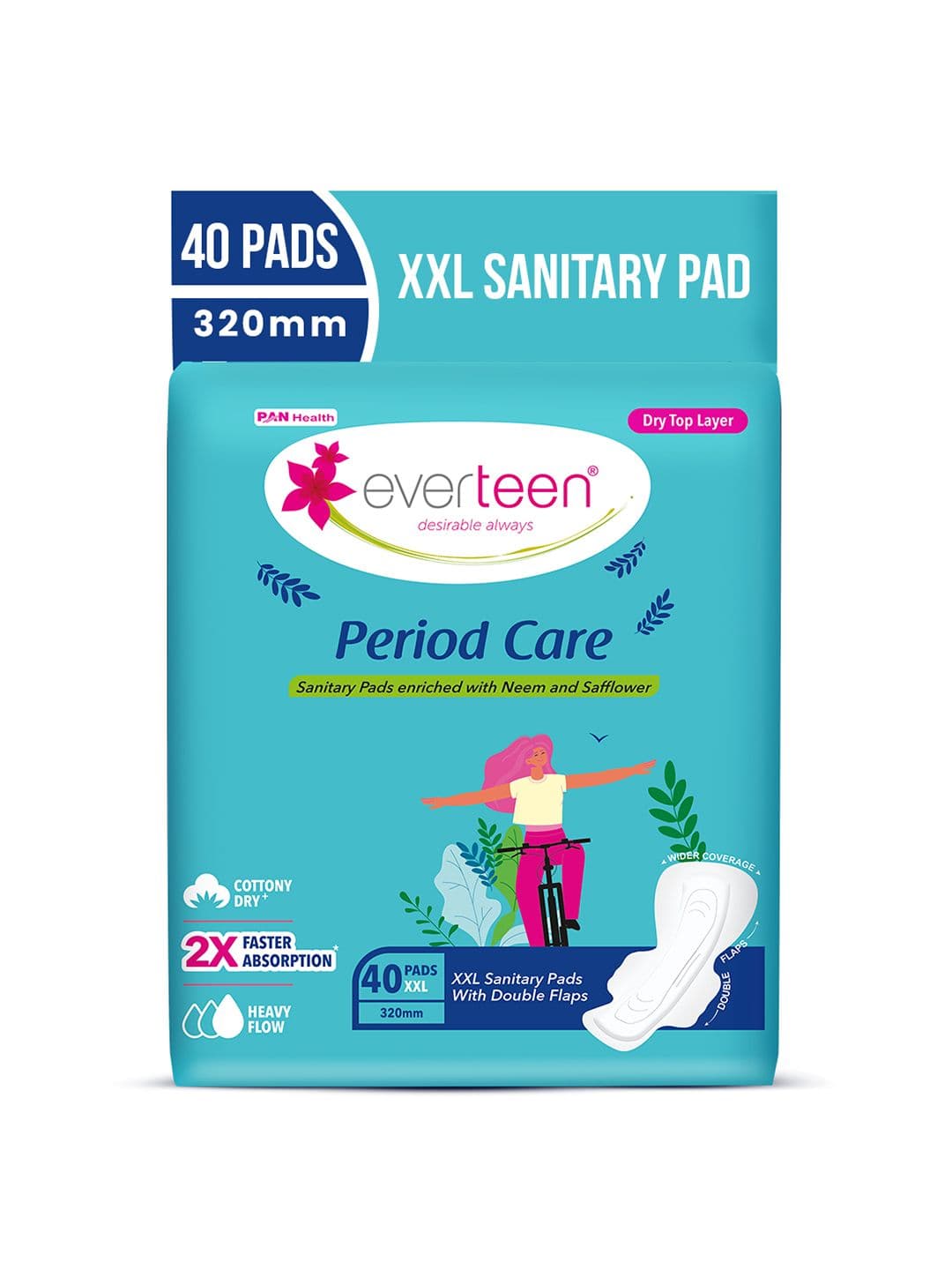 everteen XXL Sanitary Napkin Pads with Neem & Safflower - 40 Pieces - view 1