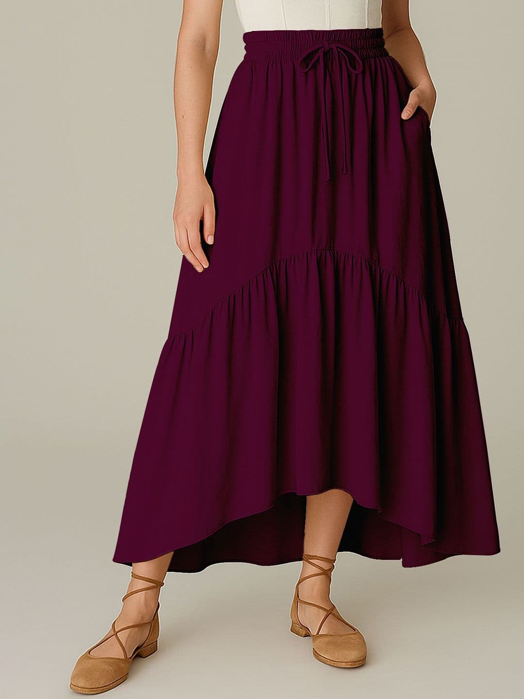 Moomaya Renaissance Style Tiered Maxi Skirt With Pockets - view 1