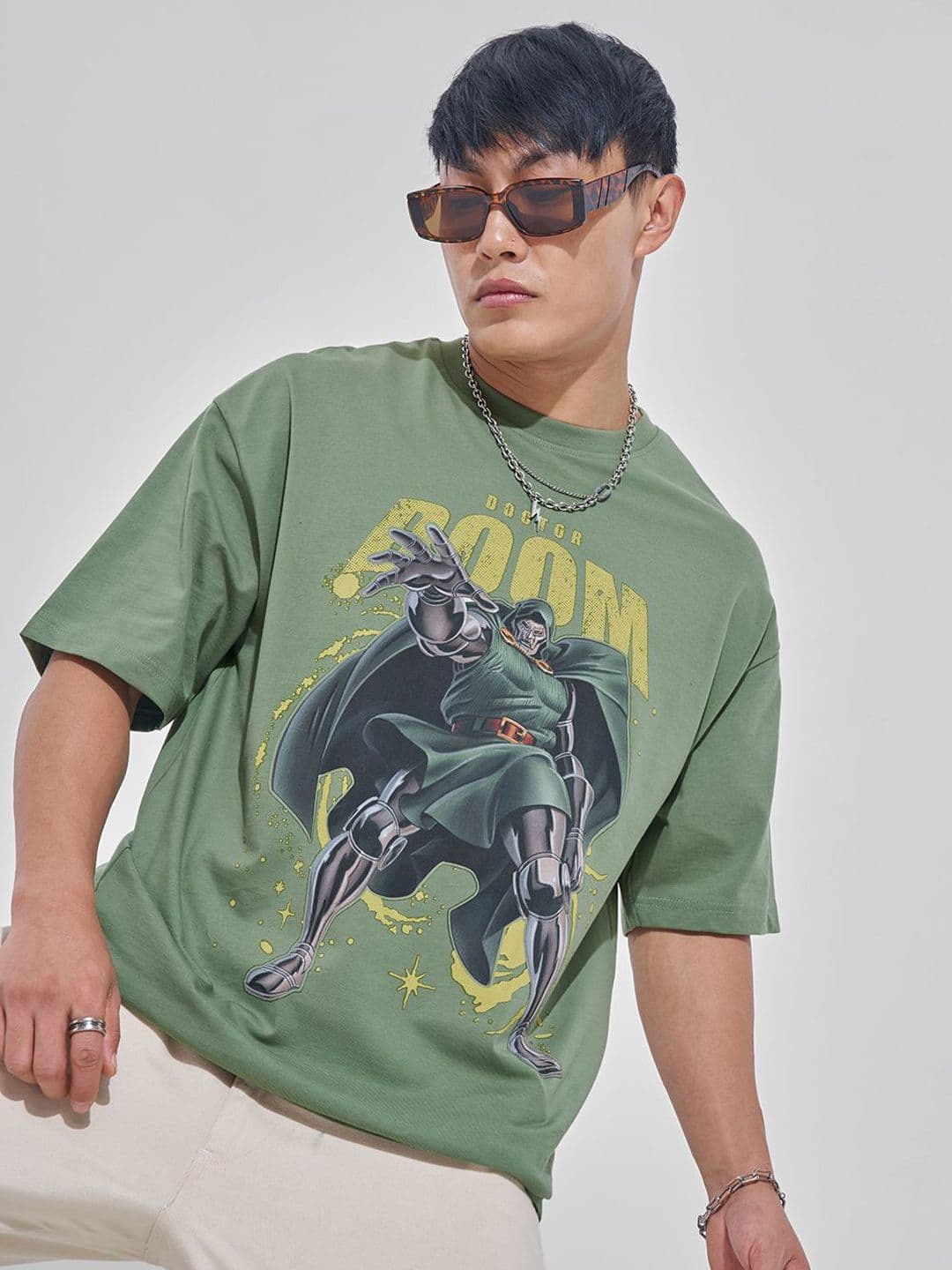 HIGHLANDER Graphic Printed Drop-Shoulder Sleeves Cotton Oversized T-shirt - view 1