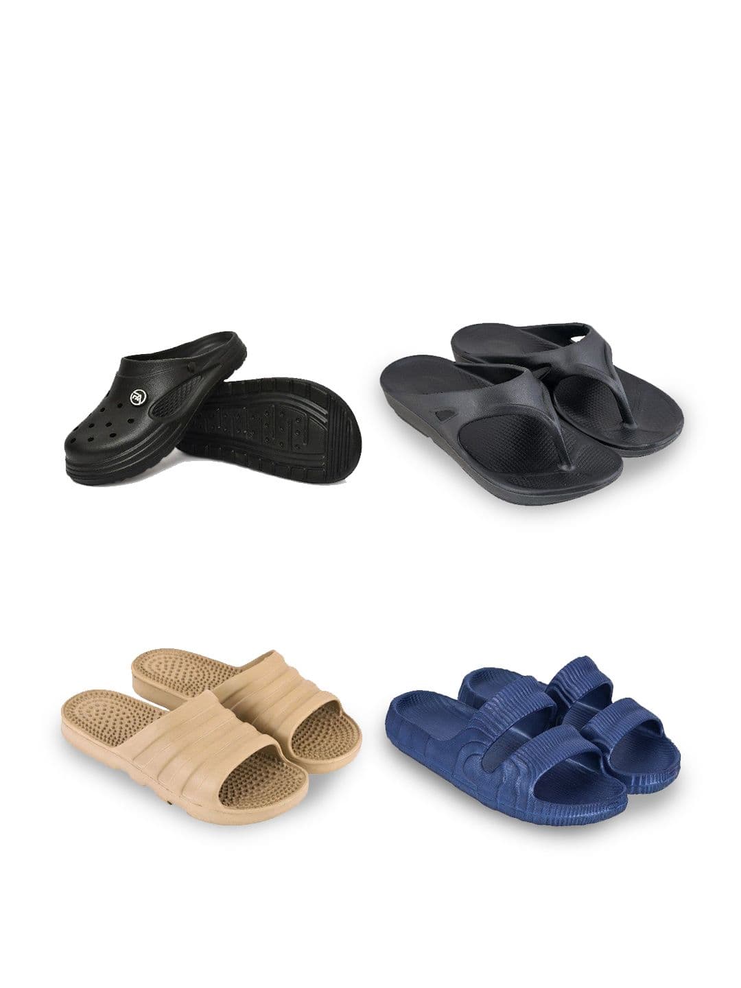 Feel alive Men Set of 4 Solid Ultra-Comfortable & Lightweight Sliders - view 1