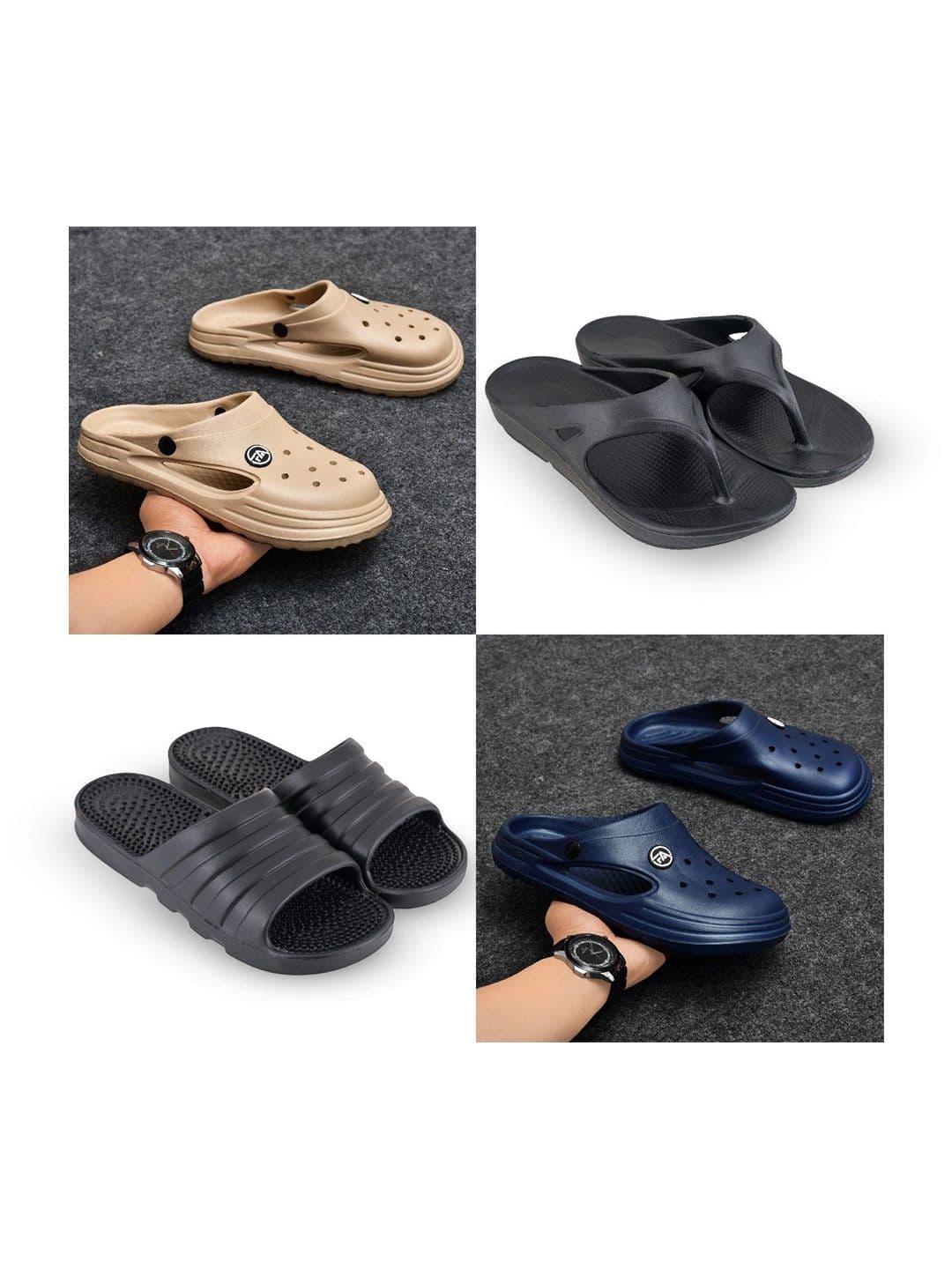 Feel alive Men Set of 4 Pair Self Design Lightweight Clogs - view 1