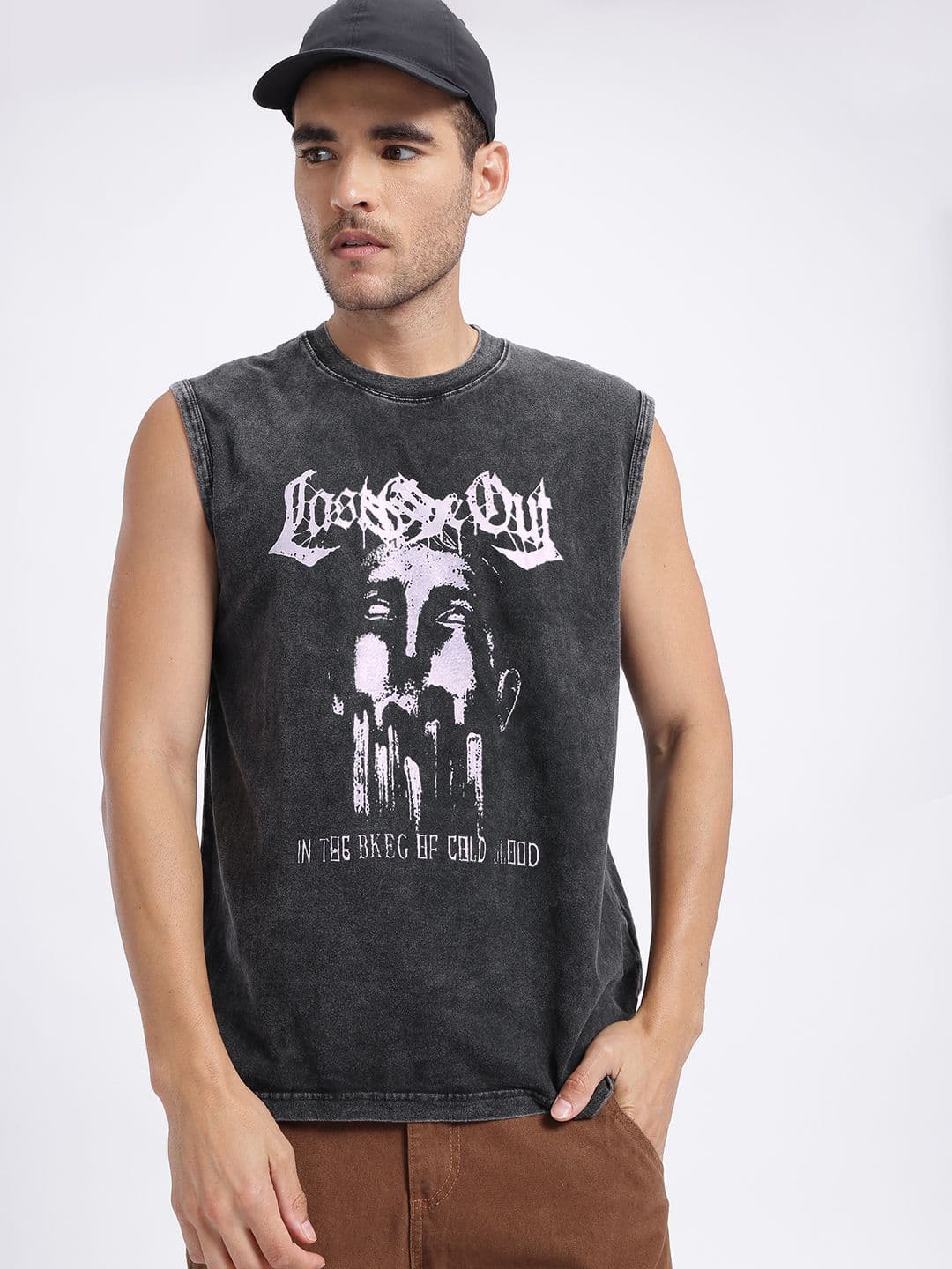 StyleCast x Revolte Washed Effect Printed Sleeveless T-shirt - view 1