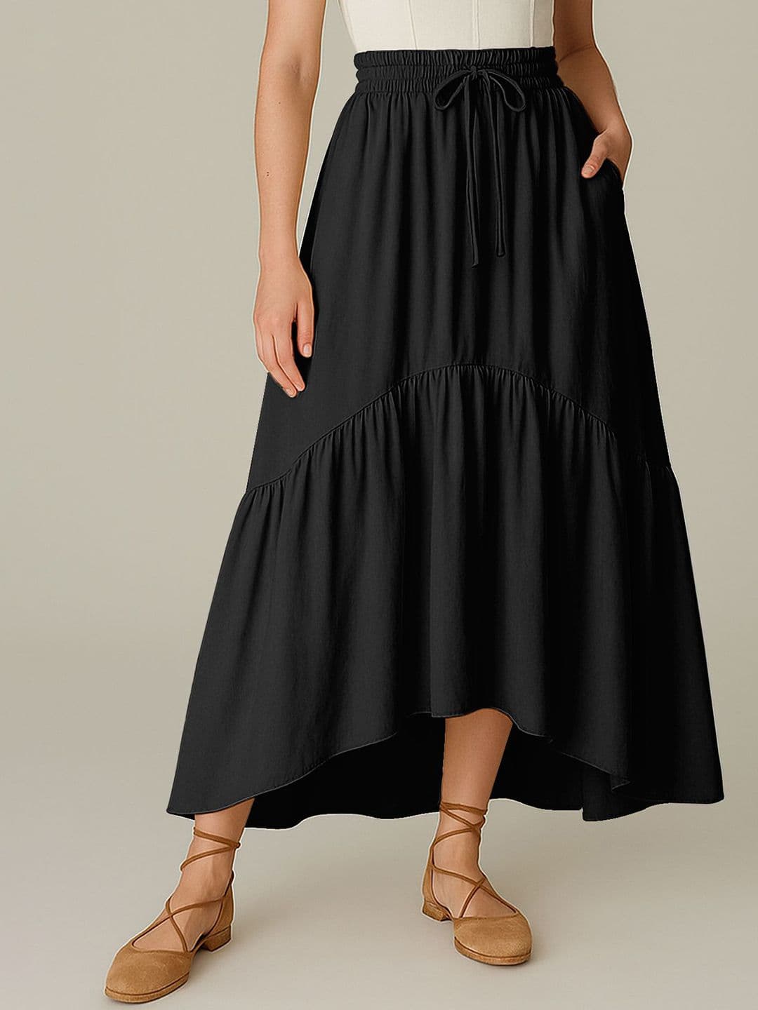 Moomaya Renaissance Style Tiered Maxi Skirt With Pockets - view 1