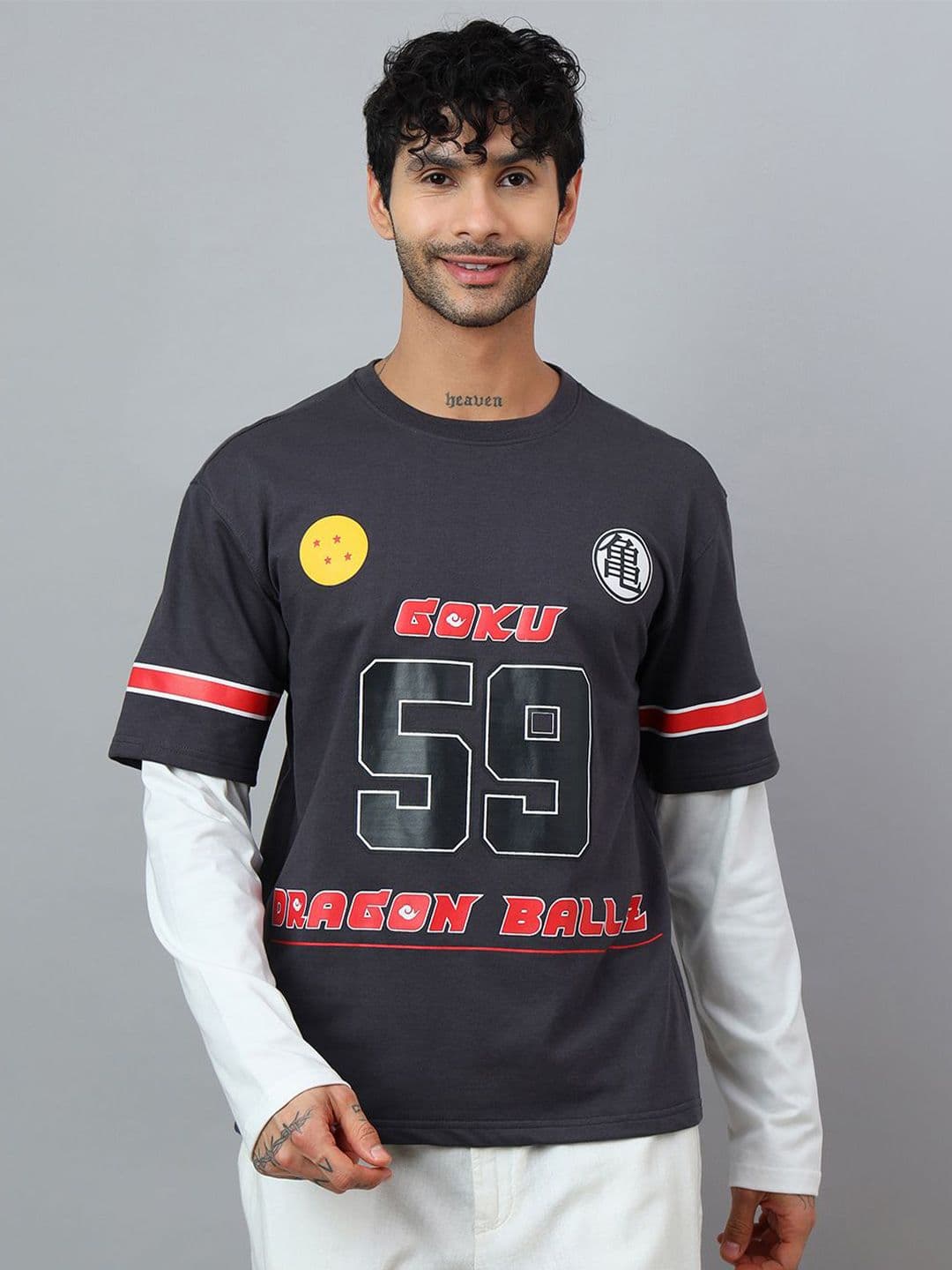 Free Authority Men Dragon Ball Z Graphic Printed Round Neck Oversized T-shirt - view 1