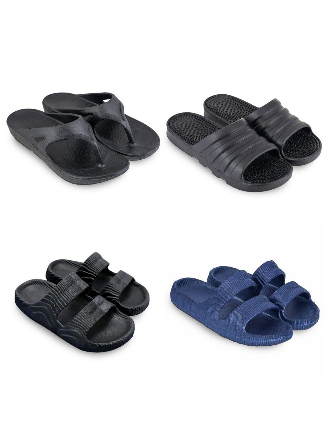 Feel alive Men Set of 4 Textured Sliders Flip Flops - view 1