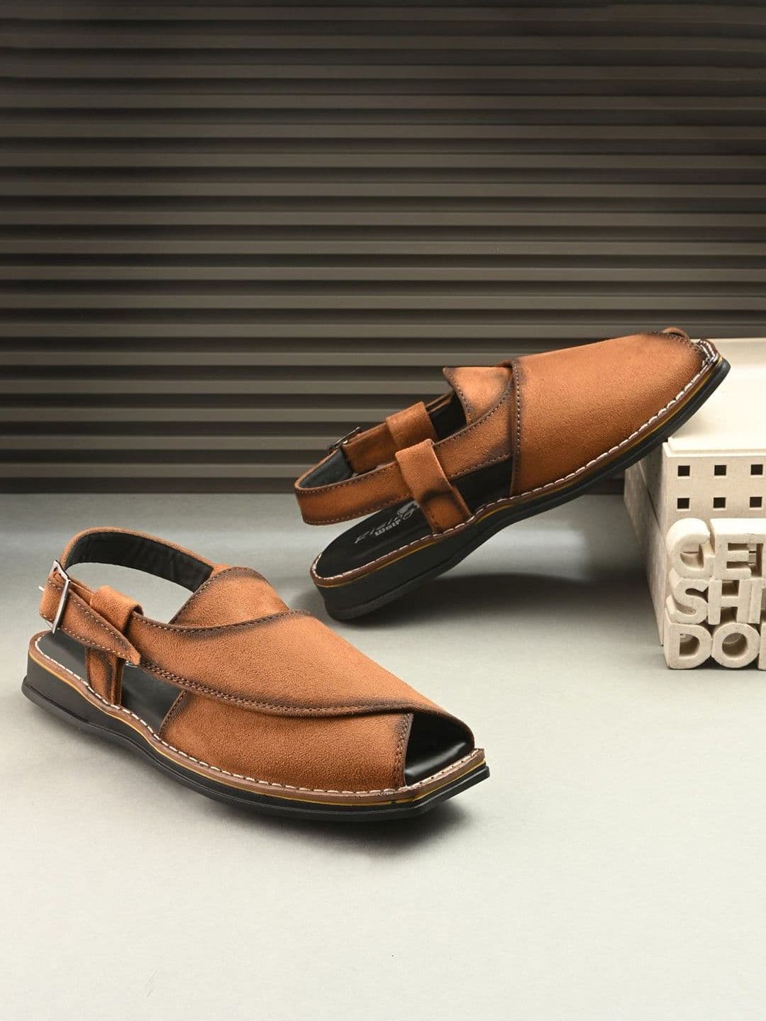 Rising Wolf Men Buckled Comfort Ethnic Sandals - view 1