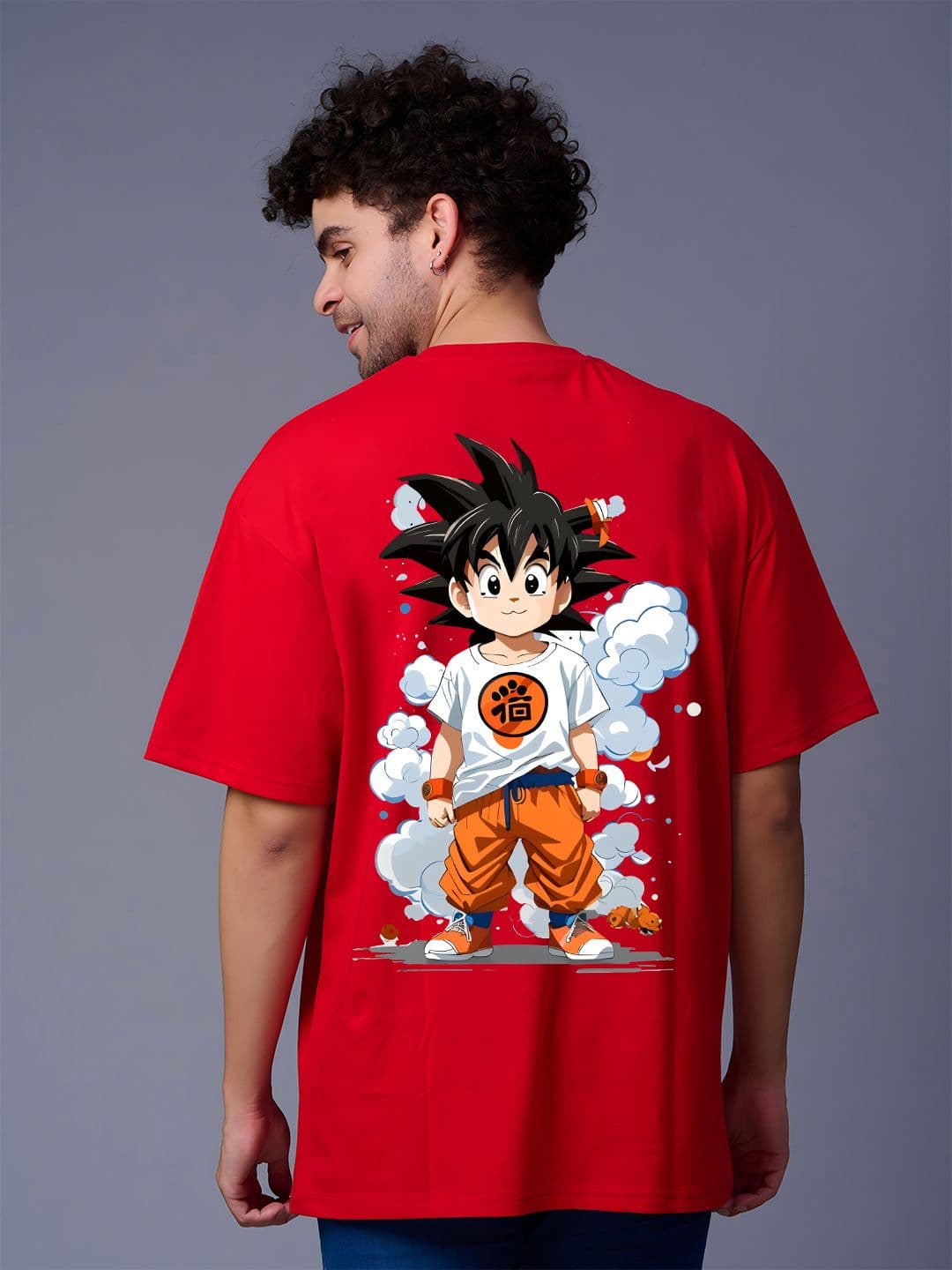 BDSQUARE Men Dragon Ball Z Graphic Printed Round Neck Cotton Oversized T-shirt - view 1