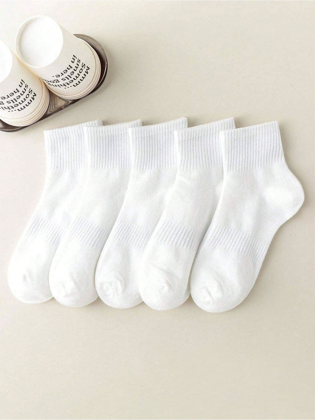 BAESD Pack Of 5 Double Grip White Ankle Length Socks - view 1