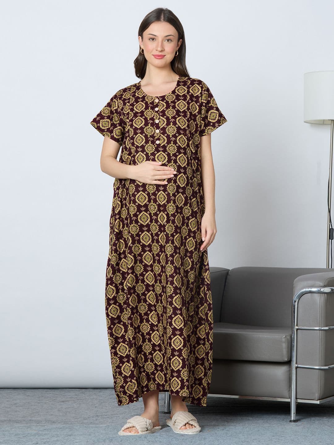 MomToBe Women Printed Maternity Maxi Nightdress - view 1