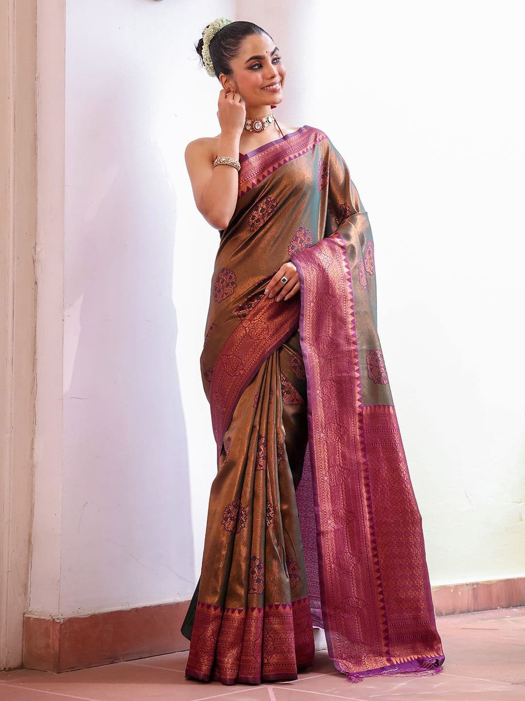 Kalista Woven Design Zari Kanjeevaram Saree - view 1