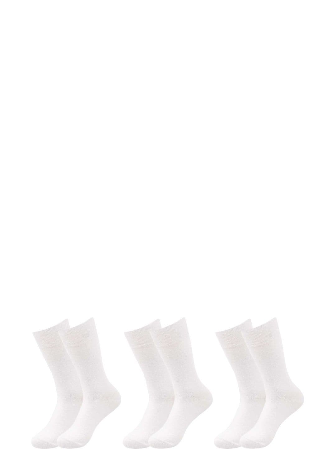 Akeeta Unisex White Set Of 3 Cotton Calf Length Socks - view 1