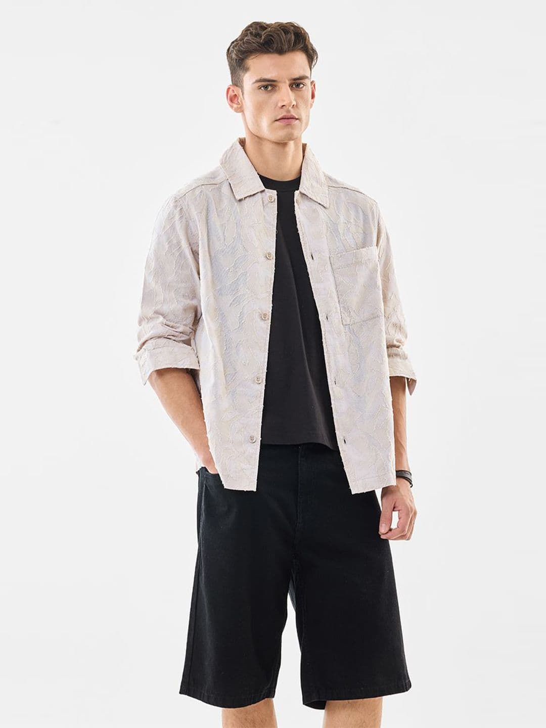Snitch Textured Long Sleeves Overshirt - view 1