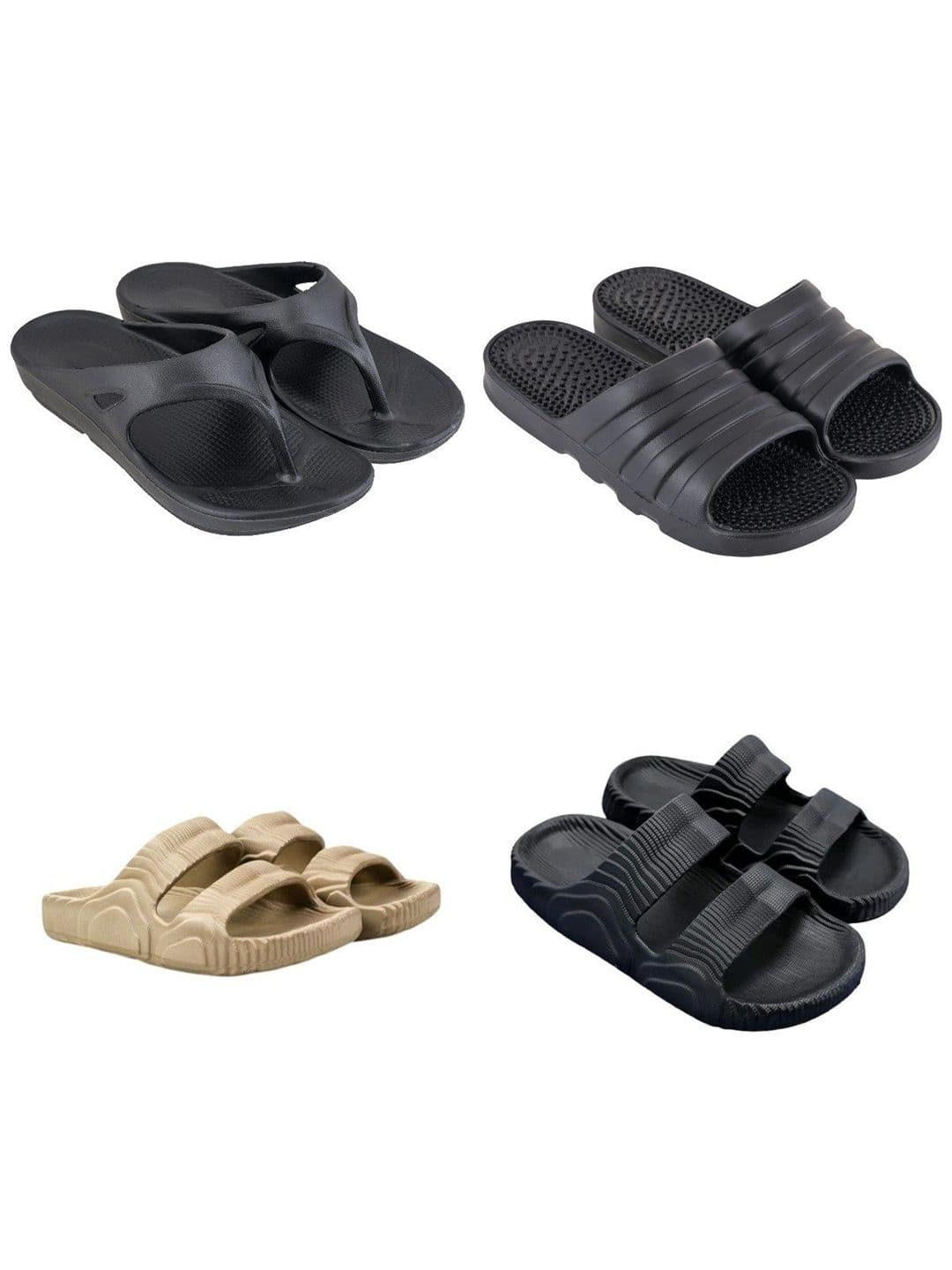 Feel alive Set of 4 Men Solid Ultra Comfortable Lightweight Thong Flip Flop - view 1
