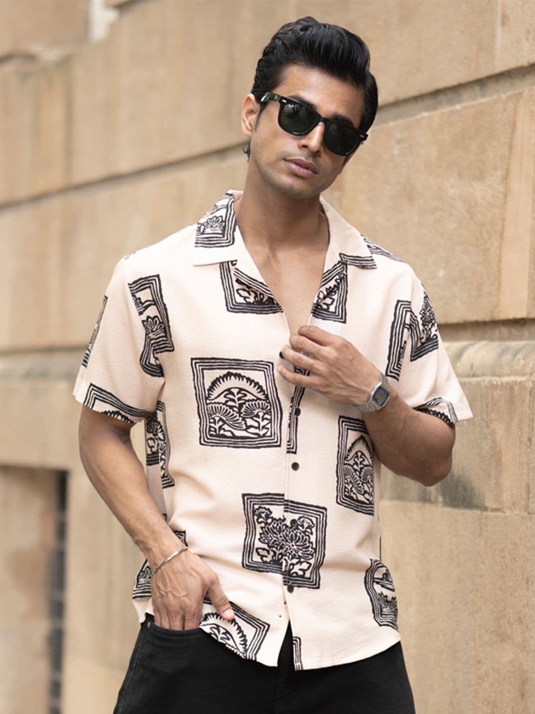Powerlook SS25 Structured Geometric Printed Casual Shirt - view 1