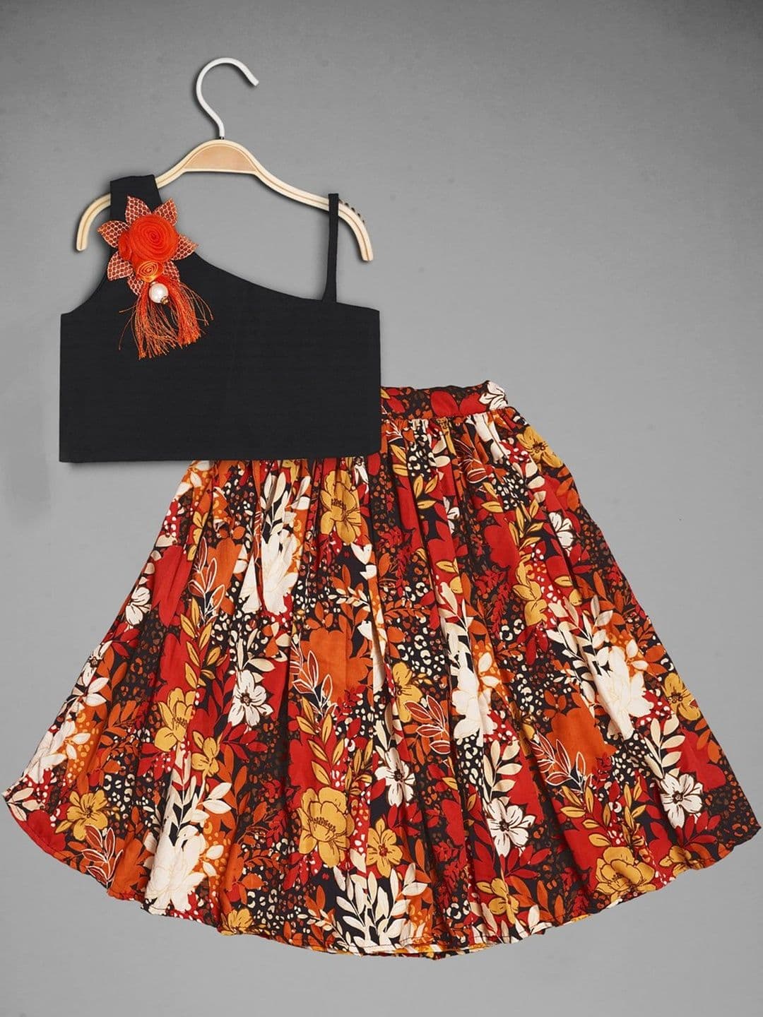 IRSIA Girls Printed One Shoulder Crop Top & Skirt - view 1