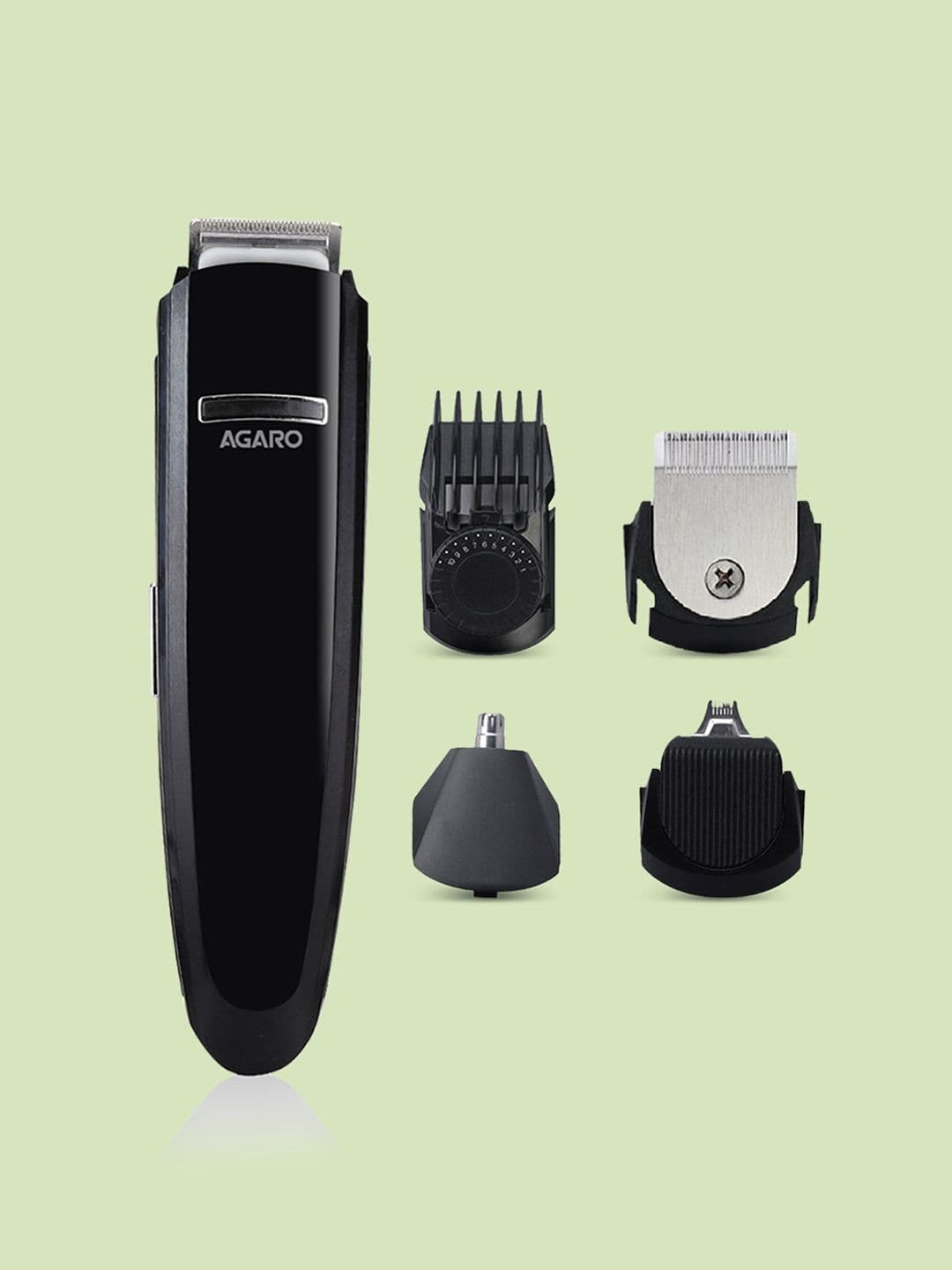 Agaro Men MG 4760 4-in-1 Grooming Kit for Beard with Nose Trimmer - Black