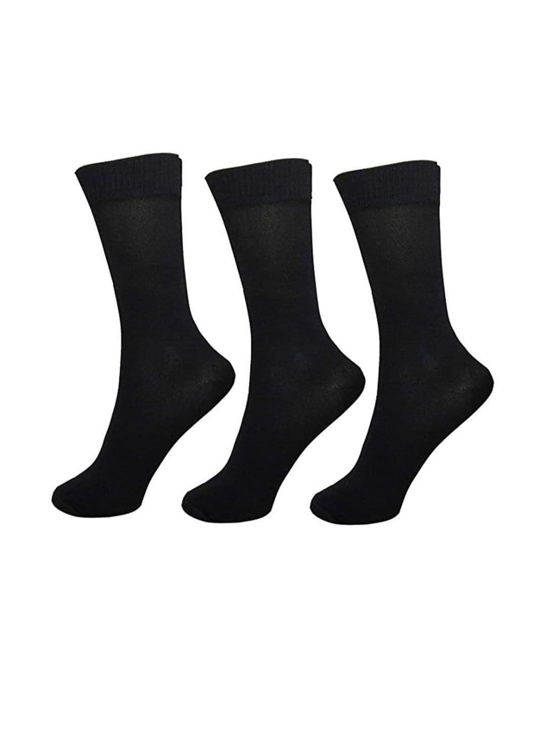 Akeeta Unisex Pack Of 3 Black Solid Calf Length Socks - view 1