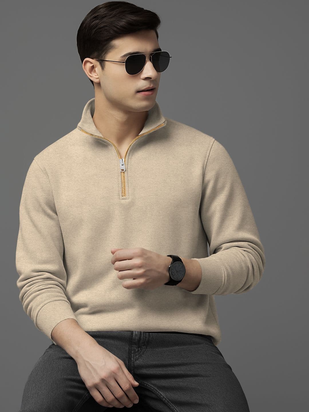 TRIPR Men Mock Collar Half Zipper Pullover - view 1
