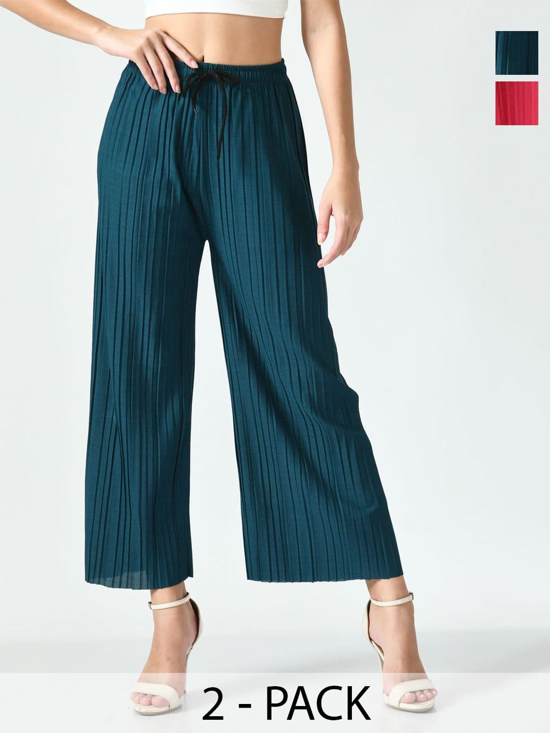 Brainbees Women Pack of 2 Straight Ethnic Palazzos - view 1