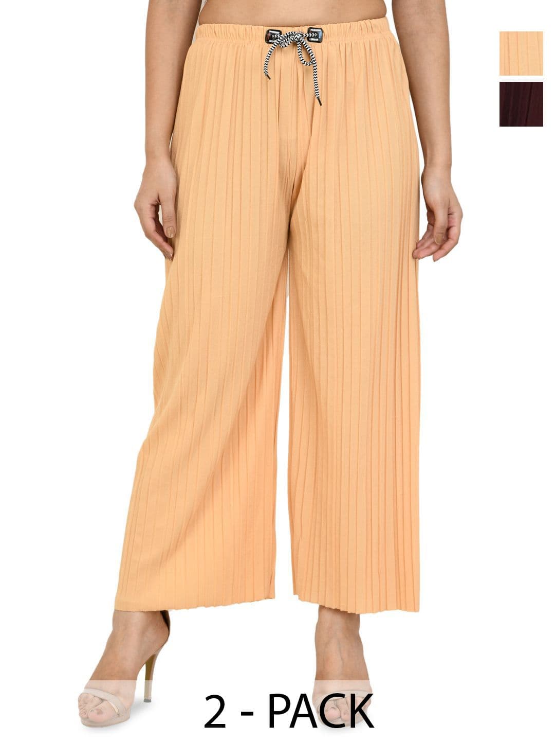 Brainbees Women Pack of 2 Straight Ethnic Palazzos - view 1