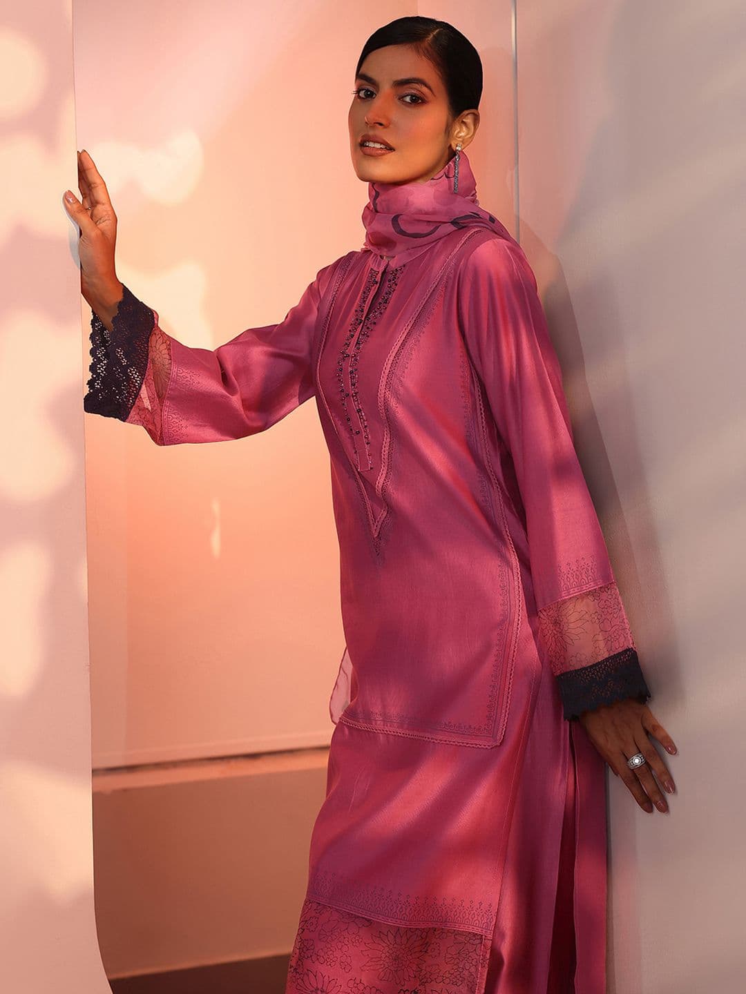 Libas Women Solid Kurta with Trousers & Dupatta - view 1
