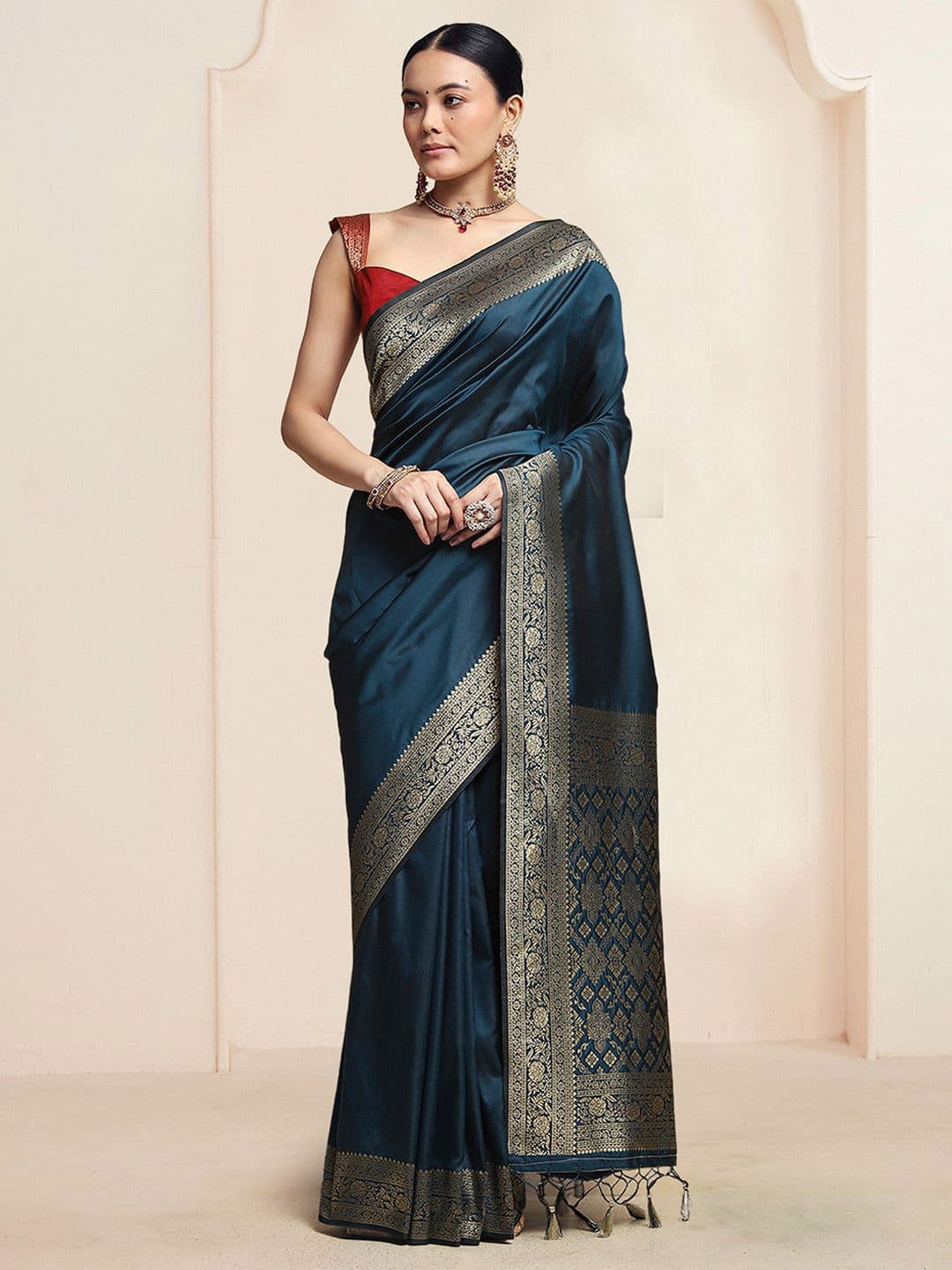 House of Pataudi Woven Design Zari Kanjivaram Saree - view 1