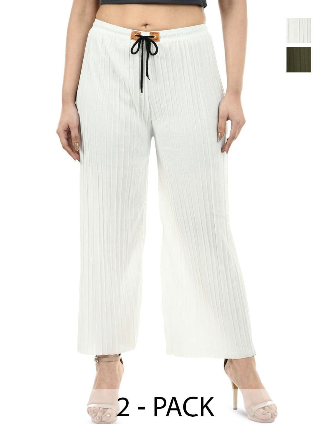 Brainbees Women Pack of 2 Straight Fit Ethnic Palazzos - view 1