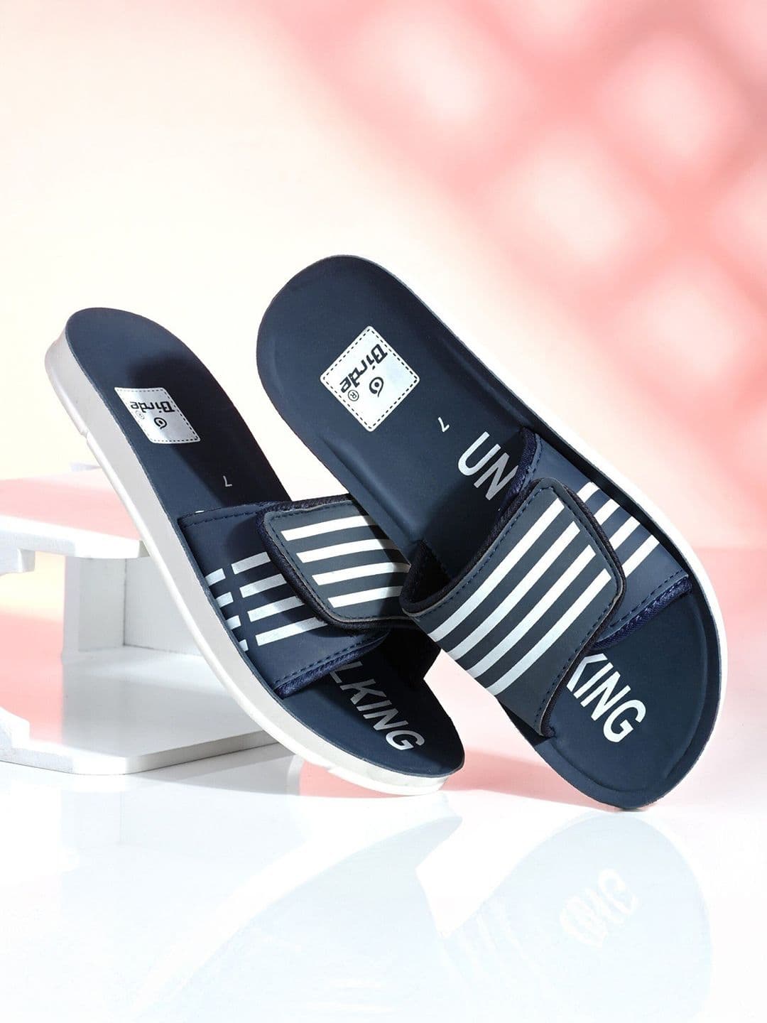 BIRDE Men Striped Sliders Flip Flops - view 1