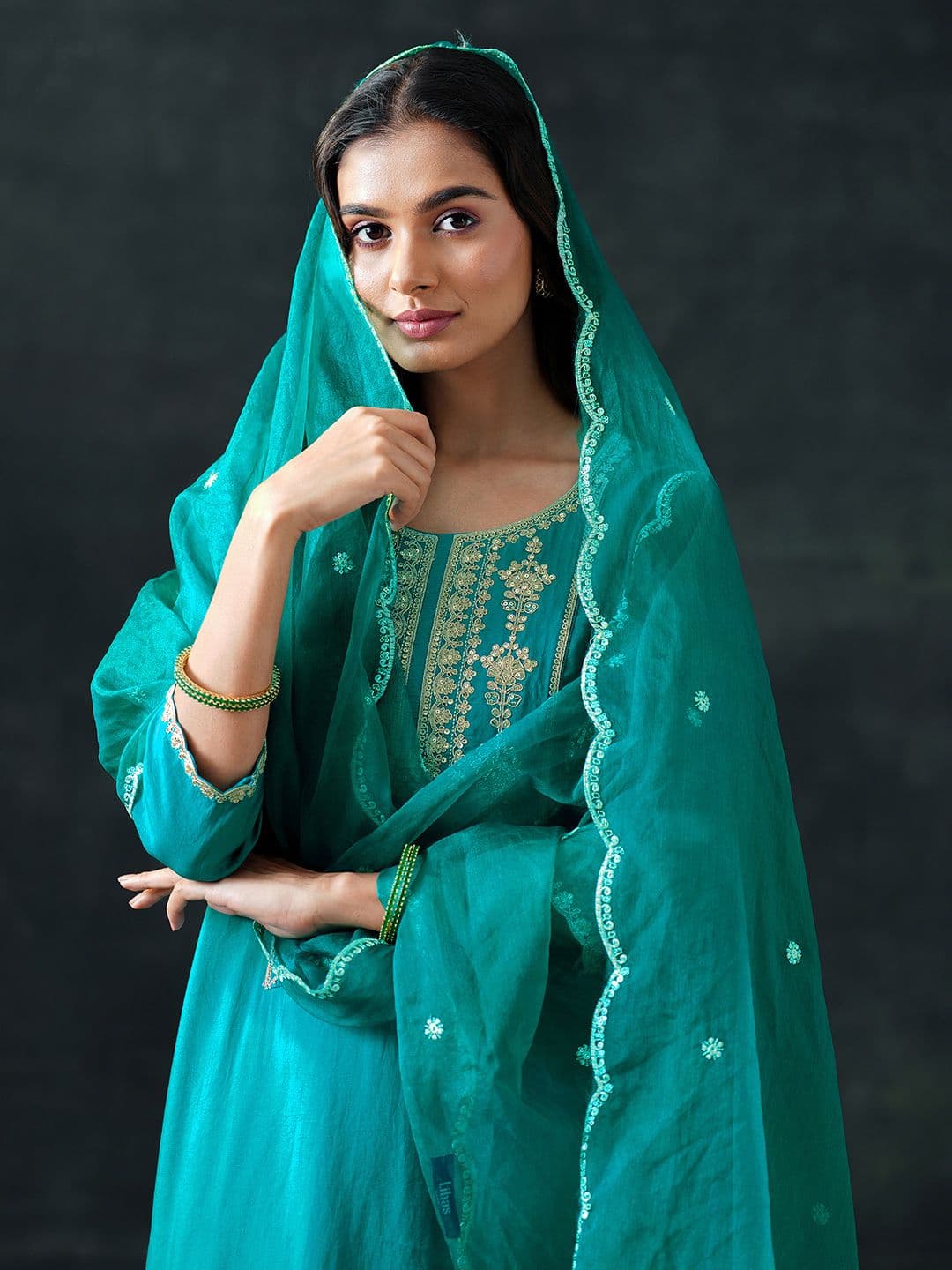Gerua By Libas Women Ethnic Motifs Yoke Design Regular Kurta with Trousers & Dupatta - view 1