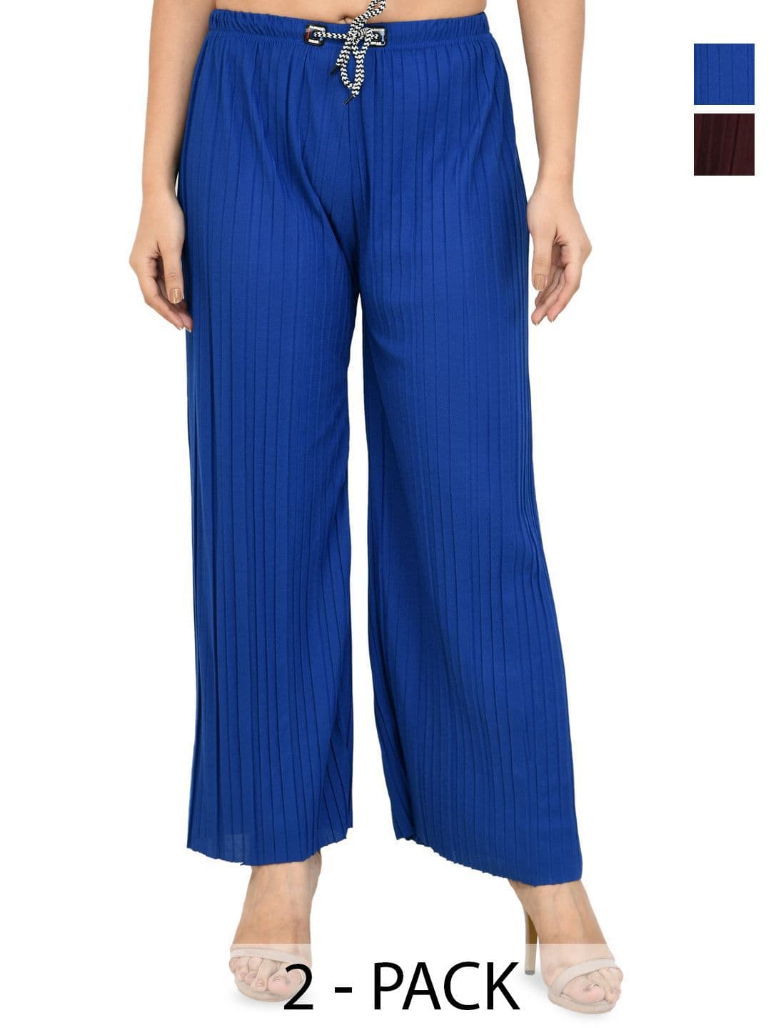 Brainbees Women Pack of 2 Straight Ethnic Palazzos - view 1