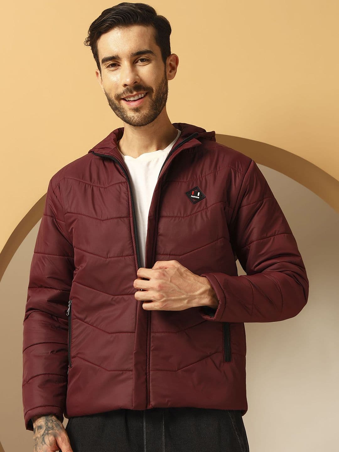 Metronaut Men Hooded Solid Padded Jacket - view 1
