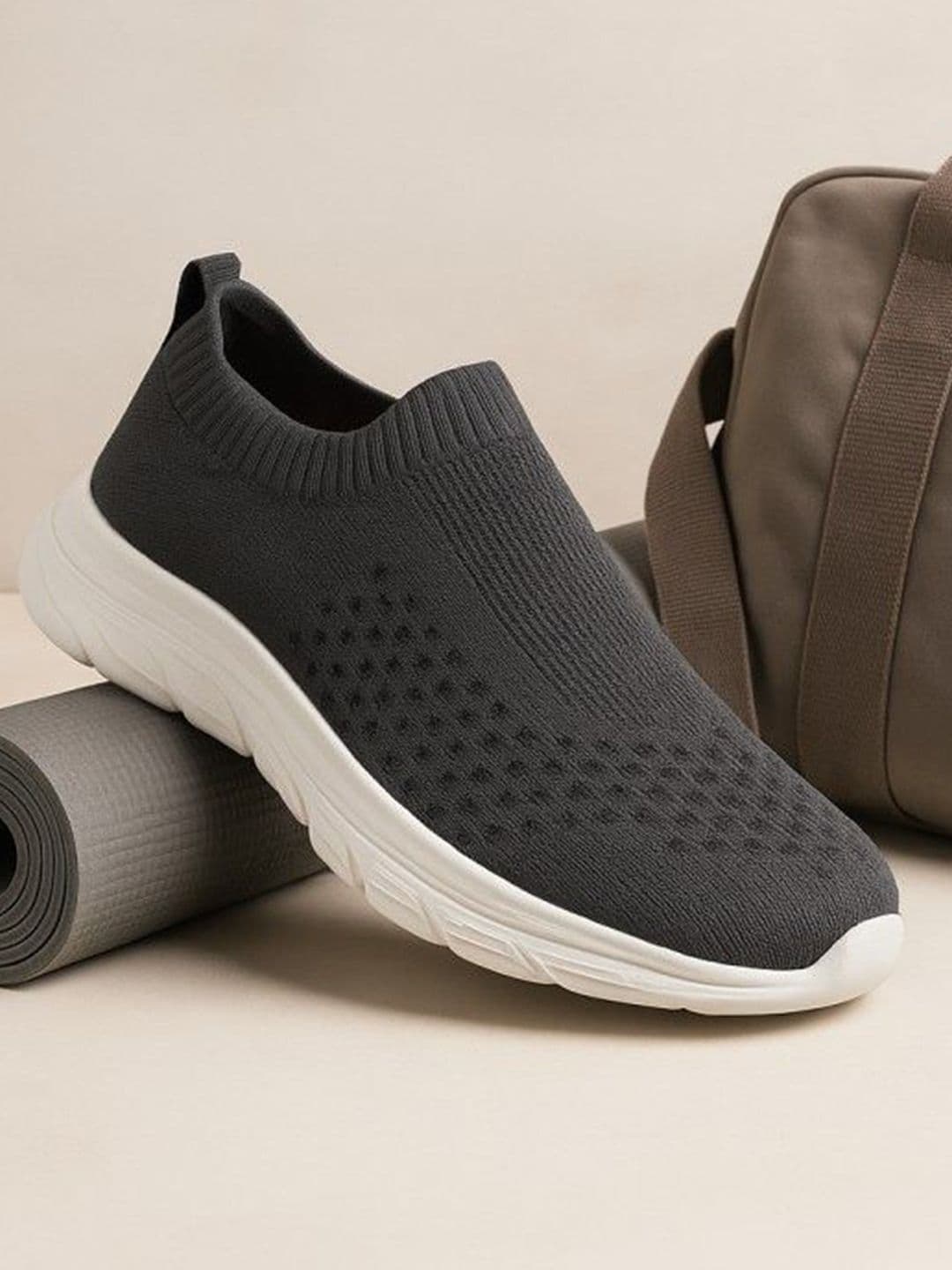 KRAASA Grey Mesh Slip-On Walking Shoes - view 1