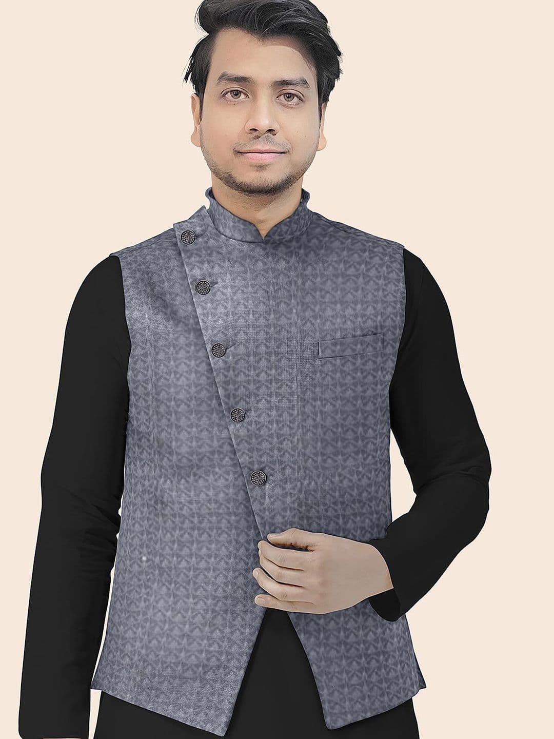 Utsav Fashion Men Embroidered Woven Nehru Jacket - view 1