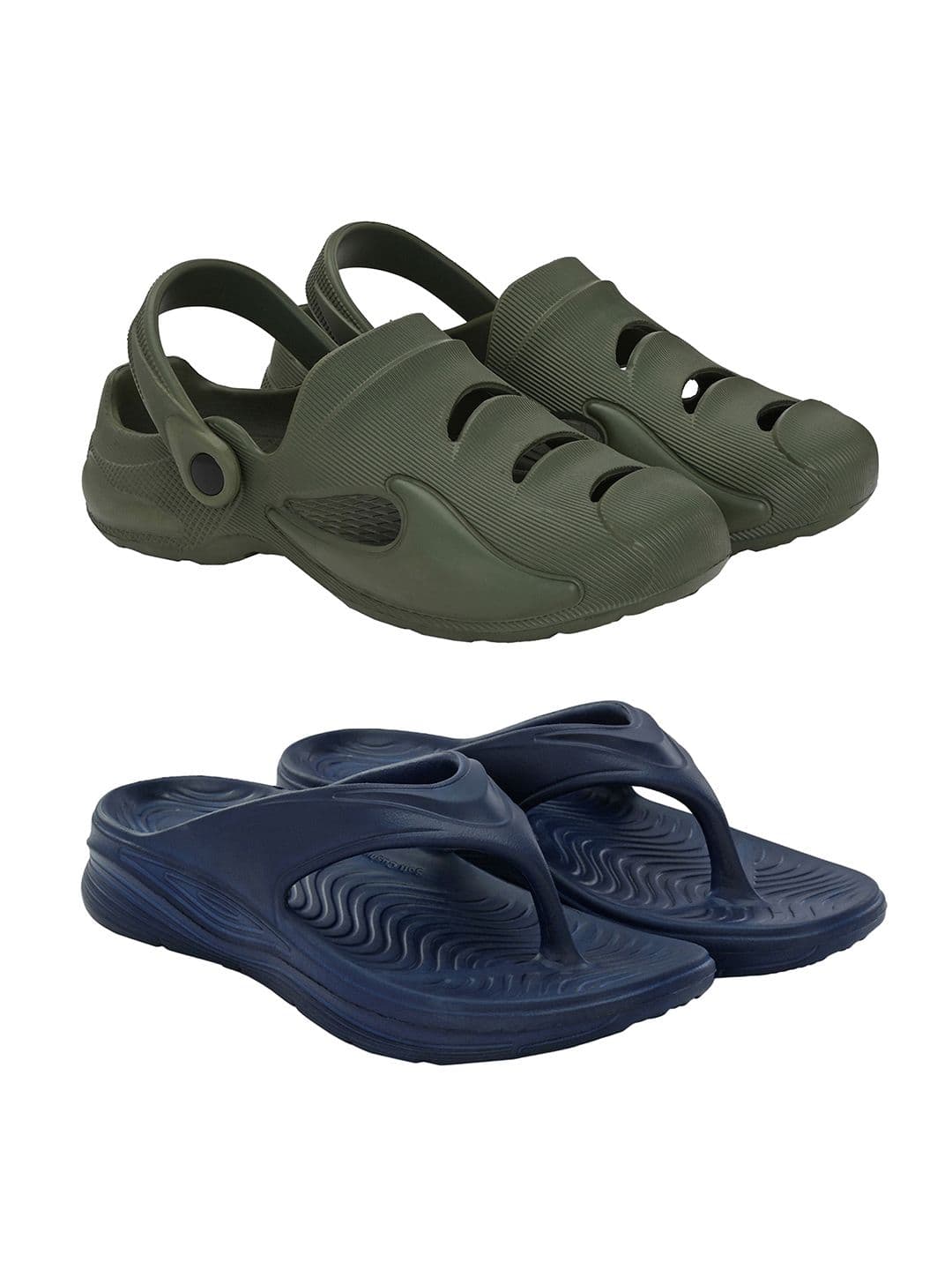 BIRDE Men Set Of 2 Textured Breathable Clogs Flip Flops - view 1