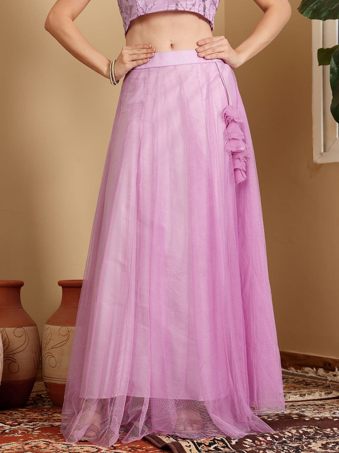Frolic Rolic Solid Net Maxi Skirt - view 1