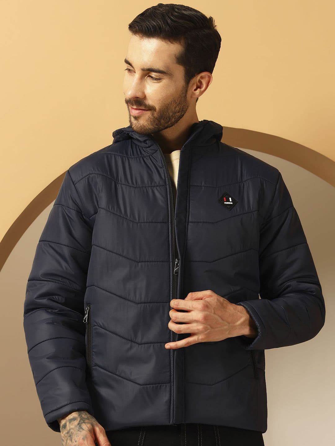 Christy World Men Hooded Solid Padded Jacket - view 1