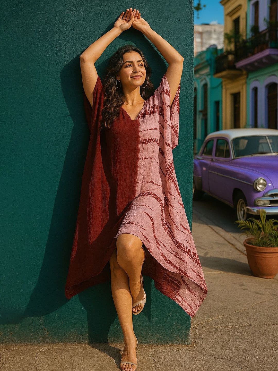 Maaesa Women Tie & Dyed Kaftan Dress - view 1
