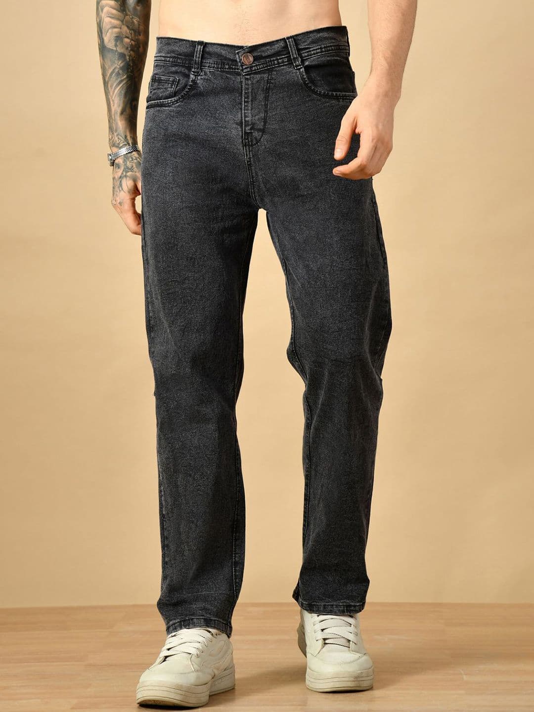 MaverIQ Men Classic Baggy fit Mid-Rise Stretchable Denim Jeans - view 1