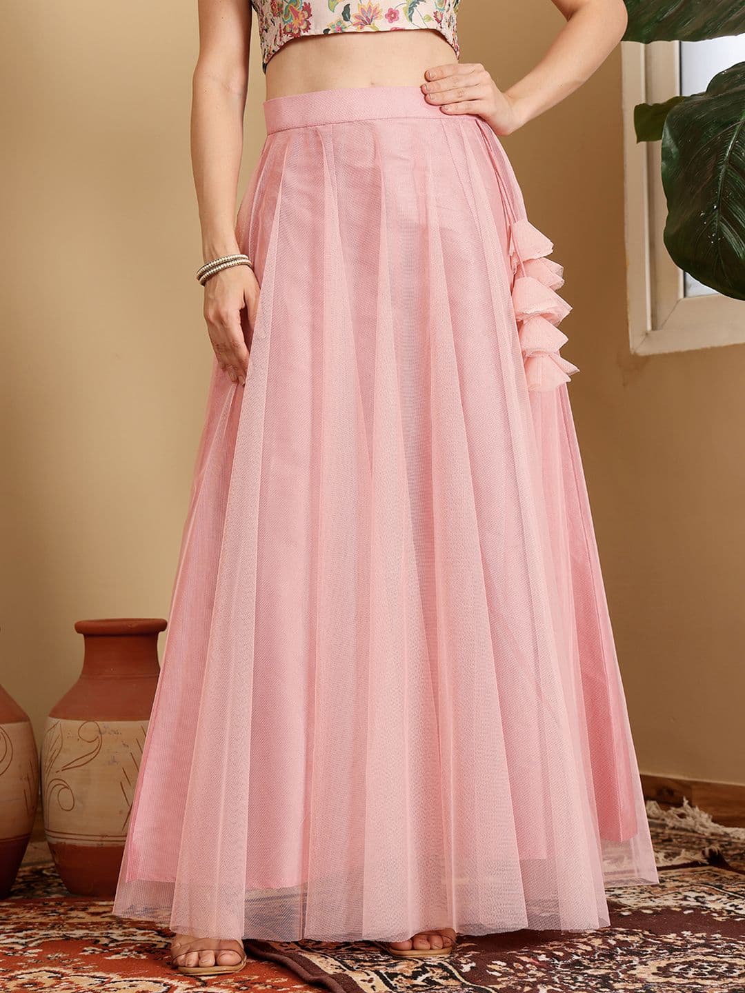 Frolic Rolic Solid Net Maxi Skirt - view 1