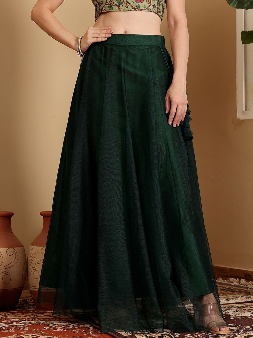 Frolic Rolic Solid Net Maxi Skirt - view 1